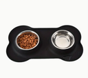 Dobles tazones de acero inoxidable para mascotas con base de goma antideslizante