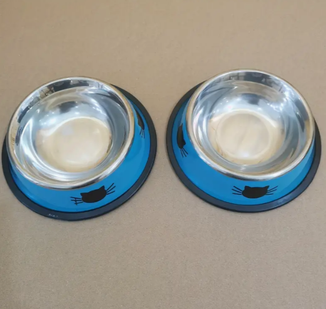 Juego de 2 pzas de Cuencos de Acero Inoxidable para Gatos
