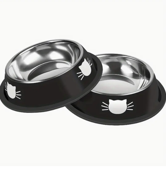 Juego de 2 pzas de Cuencos de Acero Inoxidable para Gatos