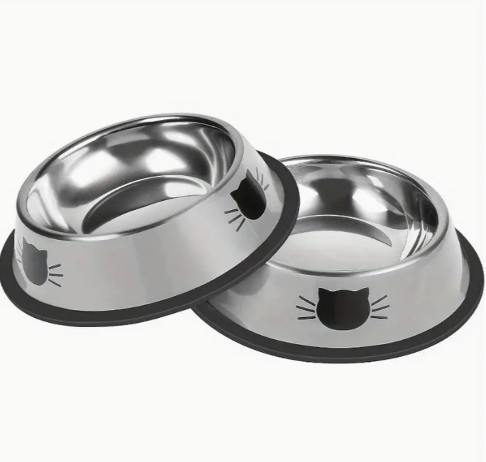 Juego de 2 pzas de Cuencos de Acero Inoxidable para Gatos
