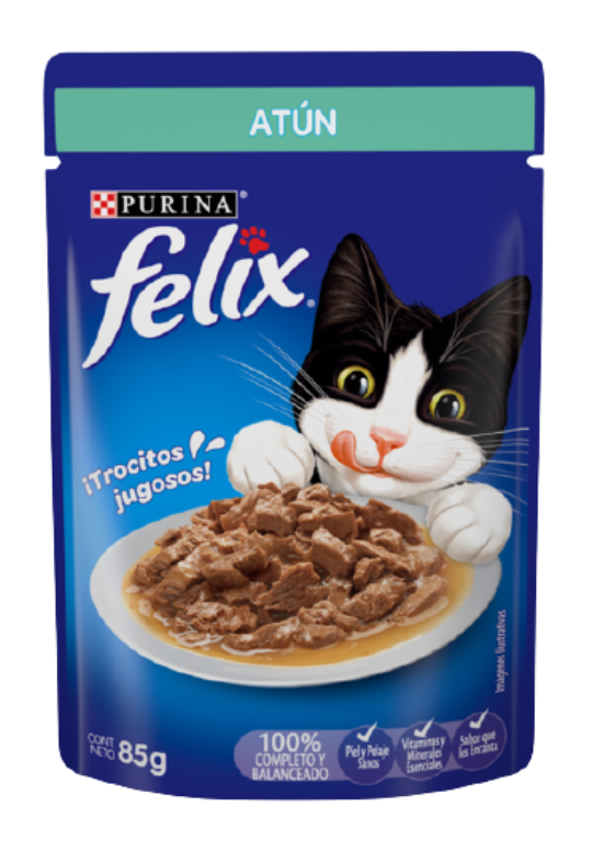 ALIMENTO HÚMEDO PARA GATOS FELIX Atun - Sobre 85 gr 