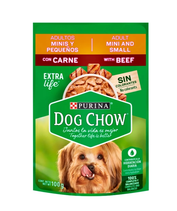 ALIMENTO PERRO DRY DOG CHOW Adulto Mini Pequeño CARNE 100 gr 