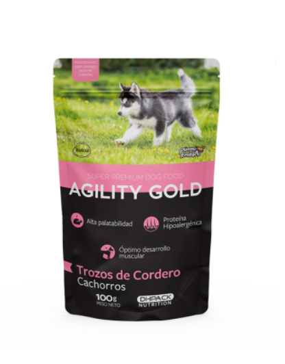 Agility Gold Trozos Cordero Cachorro 100Gr