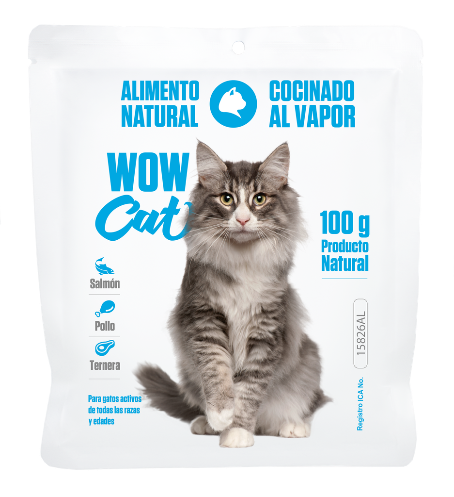 Alimento Cocinado Alimento Gato Cocinado de Salmón, Pollo, Ternera 100g
