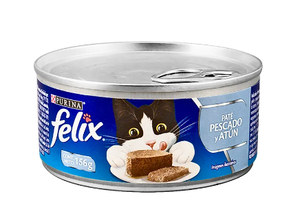 ALIMENTO HÚMEDO PARA GATOS FELIX Paté Pescado y Atún - Lata 156 gr 