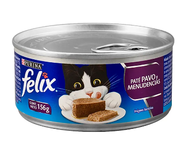 ALIMENTO HÚMEDO PARA GATOS FELIX Paté Pavo y Menudencias - Lata 156 gr 