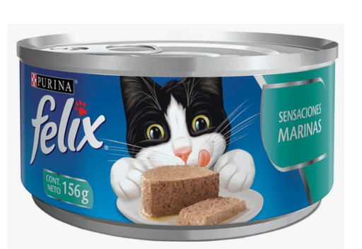 ALIMENTO HÚMEDO PARA GATOS FELIX Paté Sensaciones Marinas - Lata 156 gr 