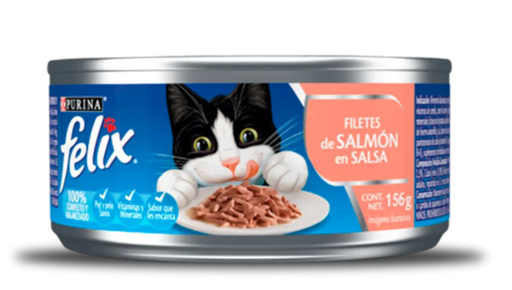 ALIMENTO HÚMEDO PARA GATOS FELIX Filetes Salmón en Salsa - Lata 156 gr 