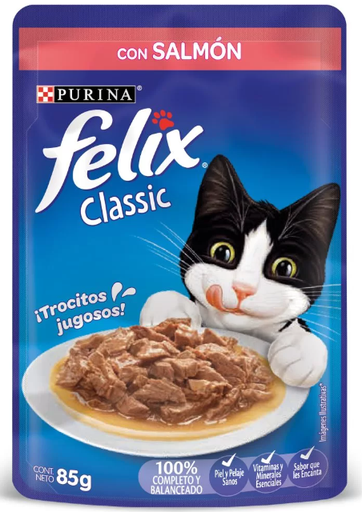 ALIMENTO HÚMEDO PARA GATOS FELIX Salmon - Sobre 85 gr 