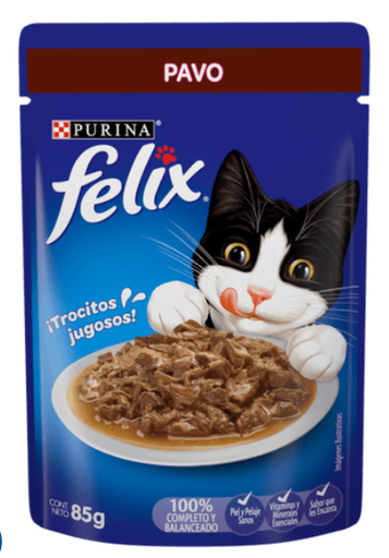ALIMENTO HÚMEDO PARA GATOS FELIX Pavo - Sobre 85 gr 