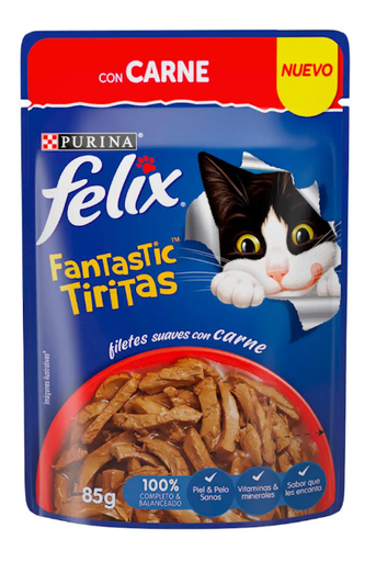 ALIMENTO HÚMEDO PARA GATOS FELIX Fantastic Tiritas Carne 85 gr 