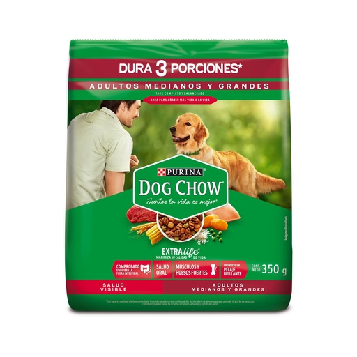 ALIMENTO PERRO DRY DOG CHOW  ADULTOS  Medianos y grandes 350 gr 