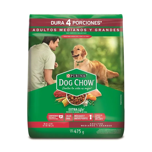 ALIMENTO PERRO DRY DOG CHOW  ADULTOS  Medianos y grandes 475 gr 
