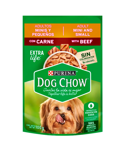 ALIMENTO PERRO DRY DOG CHOW Adulto Mini Pequeño CARNE 100 gr 