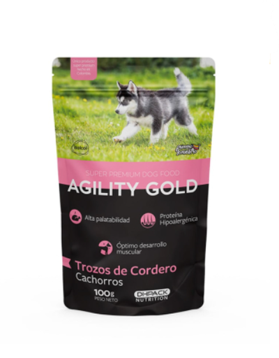 Agility Gold Trozos Cordero Cachorro 100Gr