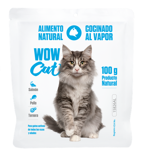 Alimento Cocinado Alimento Gato Cocinado de Salmón, Pollo, Ternera 100g