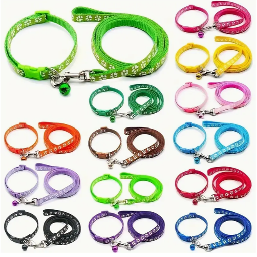Juego de Collar y Correa Ajustables de Nylon para mascotas