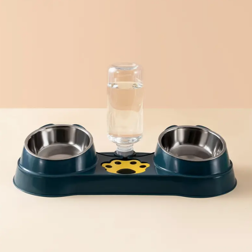 Juego de Comederos de Acero Inoxidable Doble